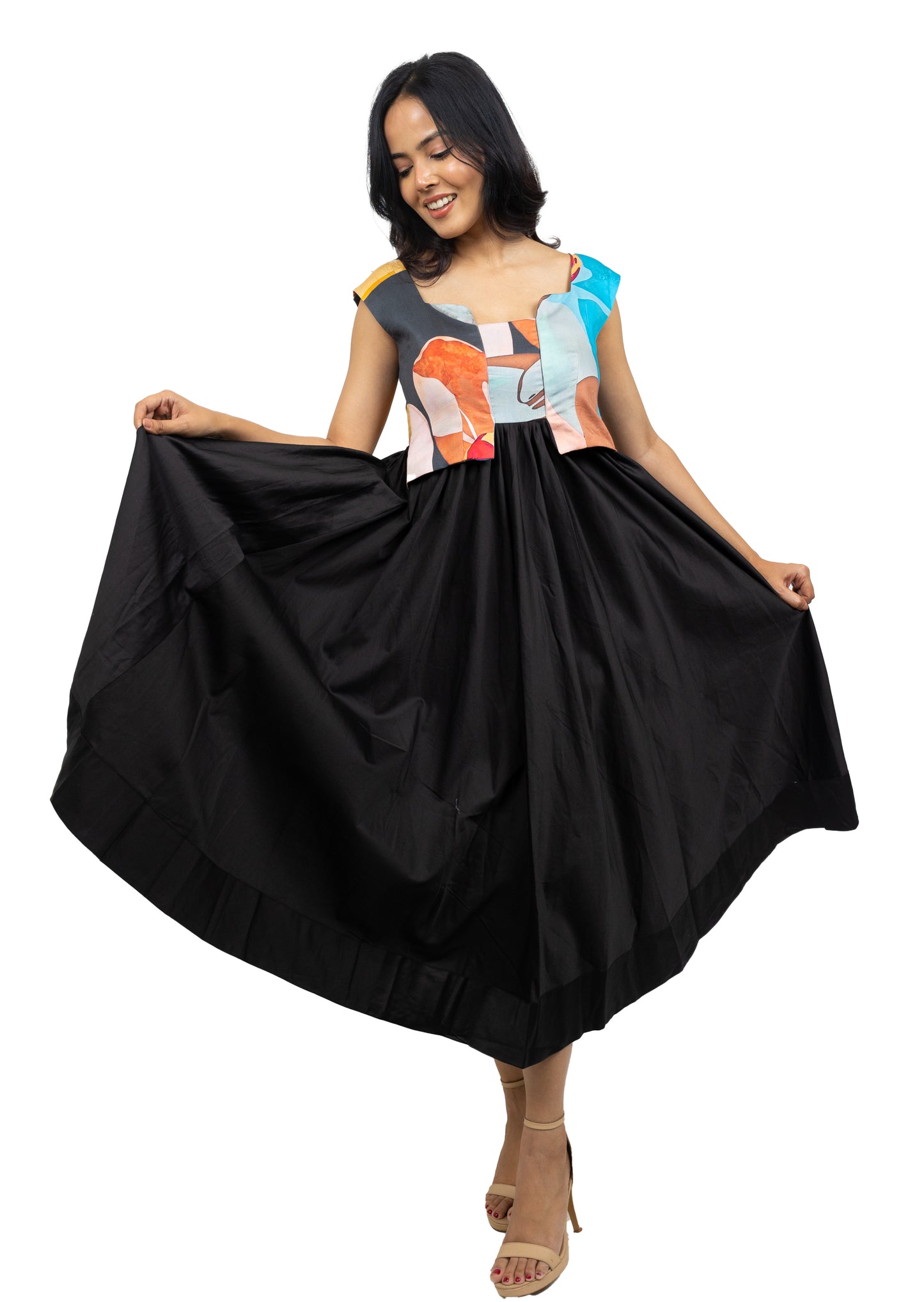 Black and Print Dress