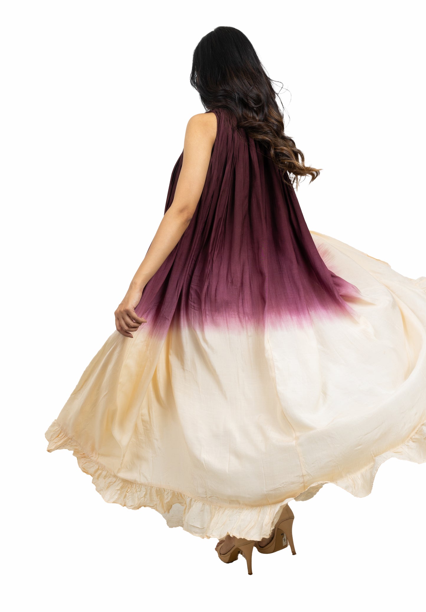 Shaded Asymmetric Frill Dress