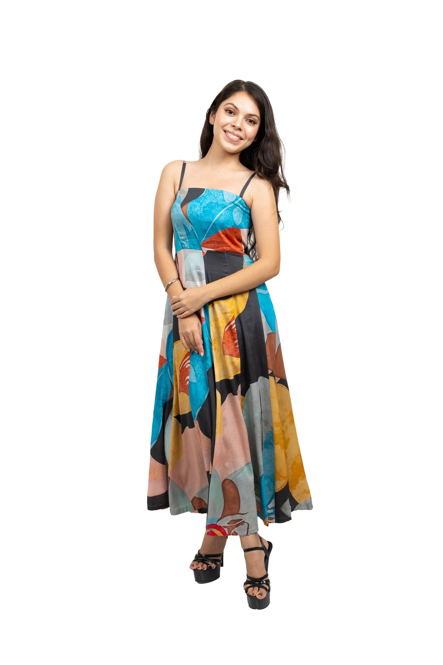 Panel spaghetti dress