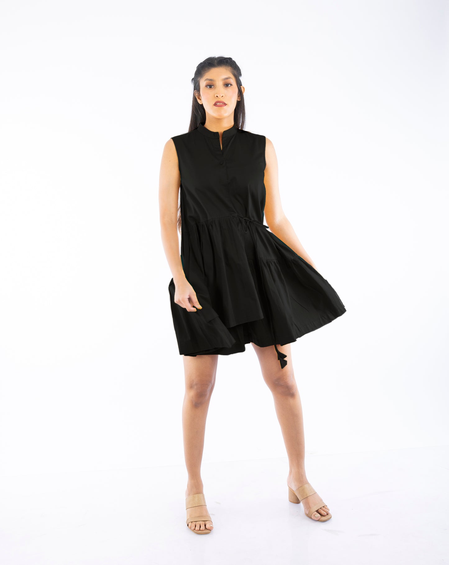 Sleeveless Layer Gathered Dress