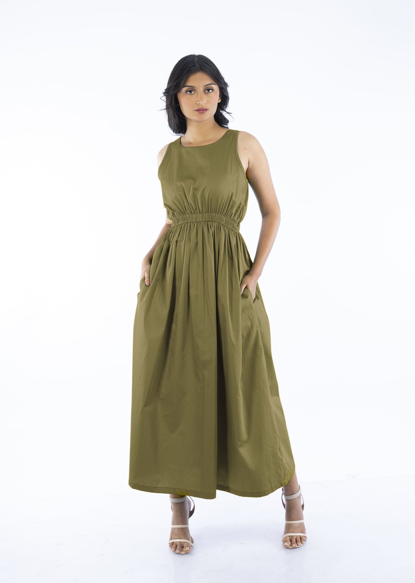 Sleeveless Gathered Dress