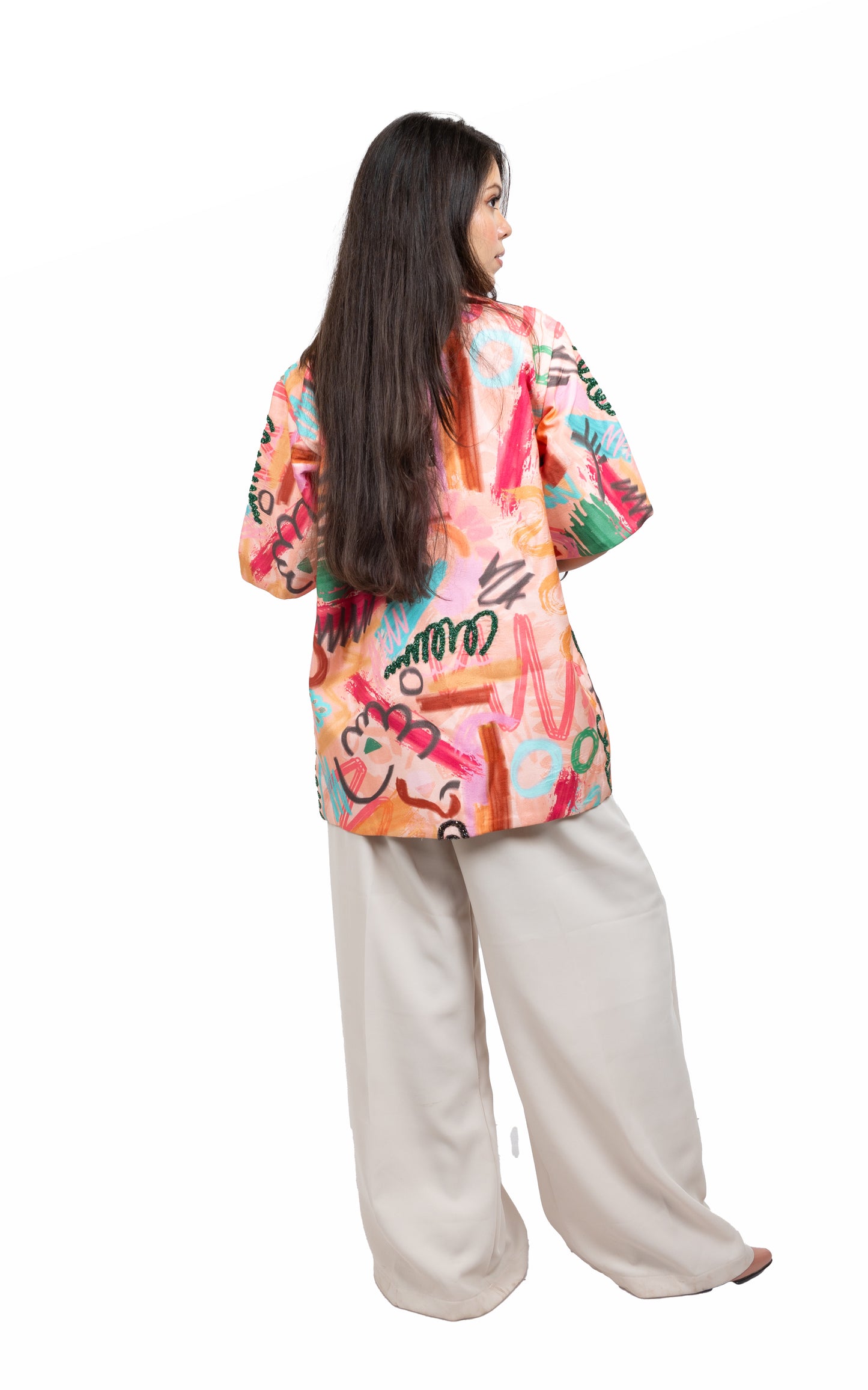 Geometric Print Blazer Three Piece Set Jacket