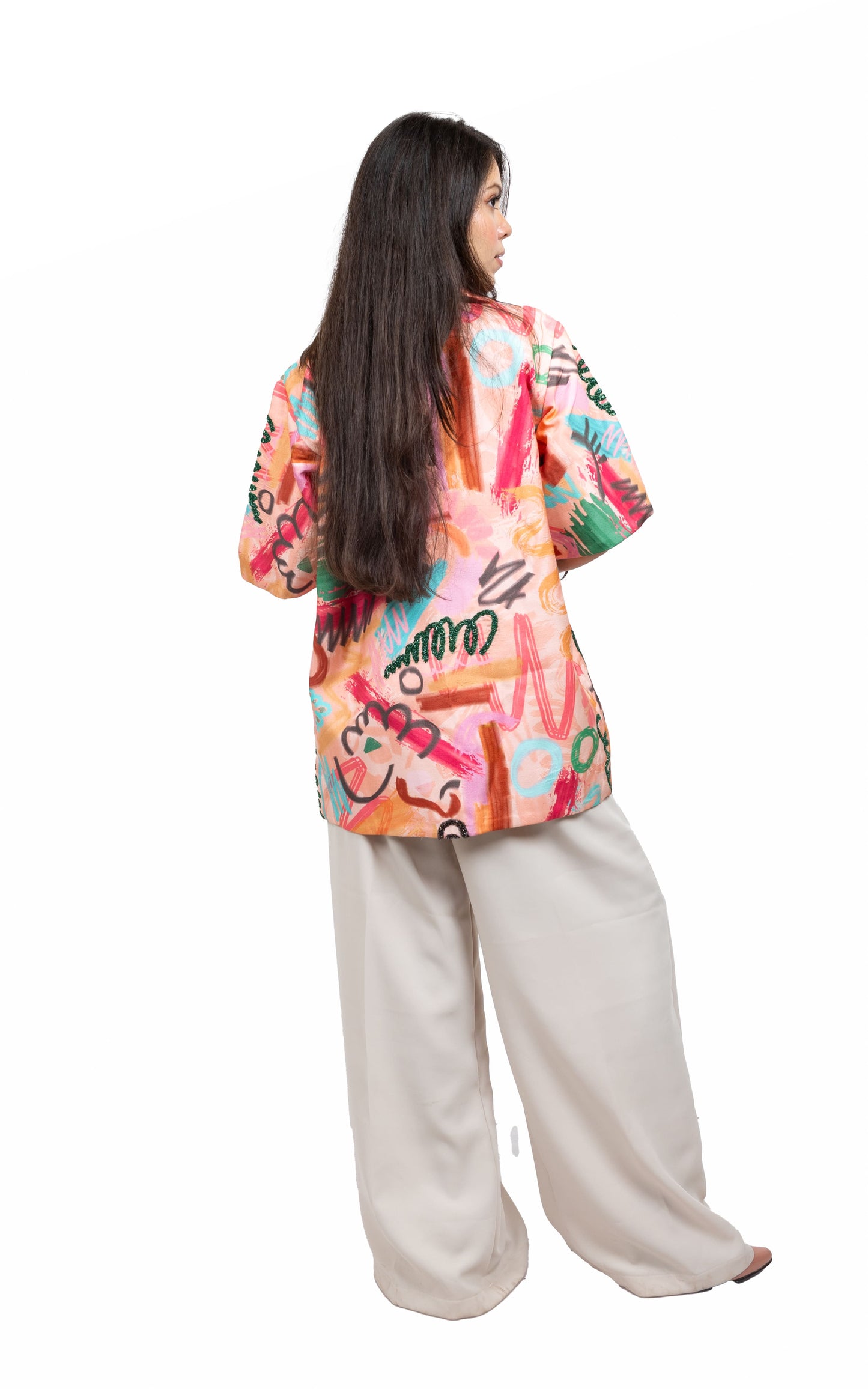 Geometric Print Blazer Set