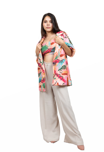 Geometric Print Blazer Three Piece Set Jacket