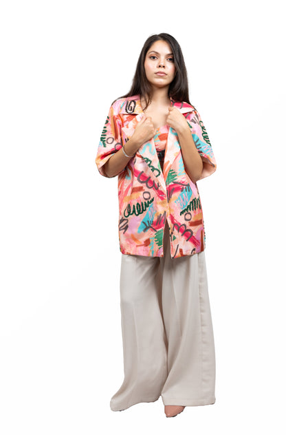 Geometric Print Blazer Three Piece Set Jacket