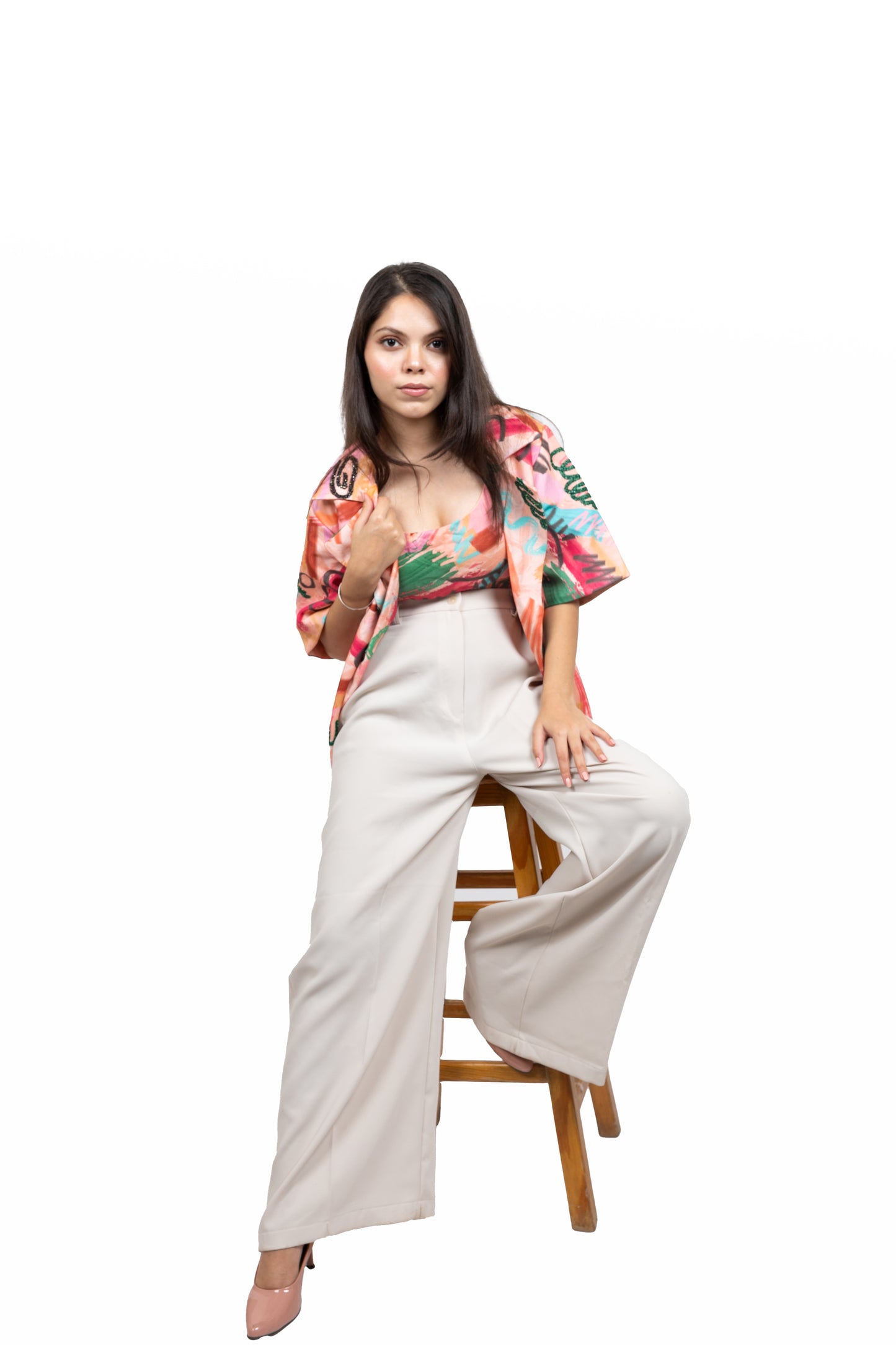 Geometric Print Blazer Three Piece Set Jacket