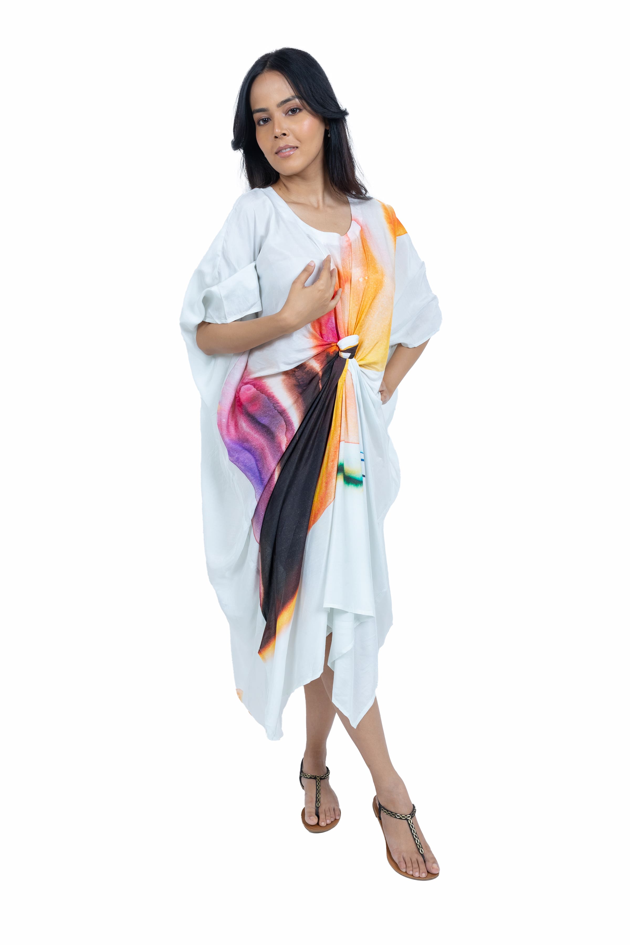Muslin Printed Knot Kaftan