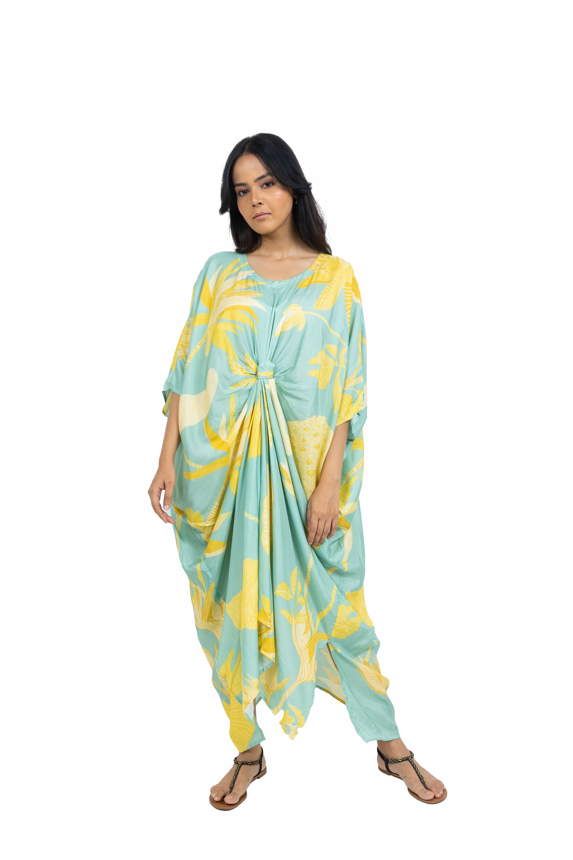 Muslin Printed Knot Kaftan