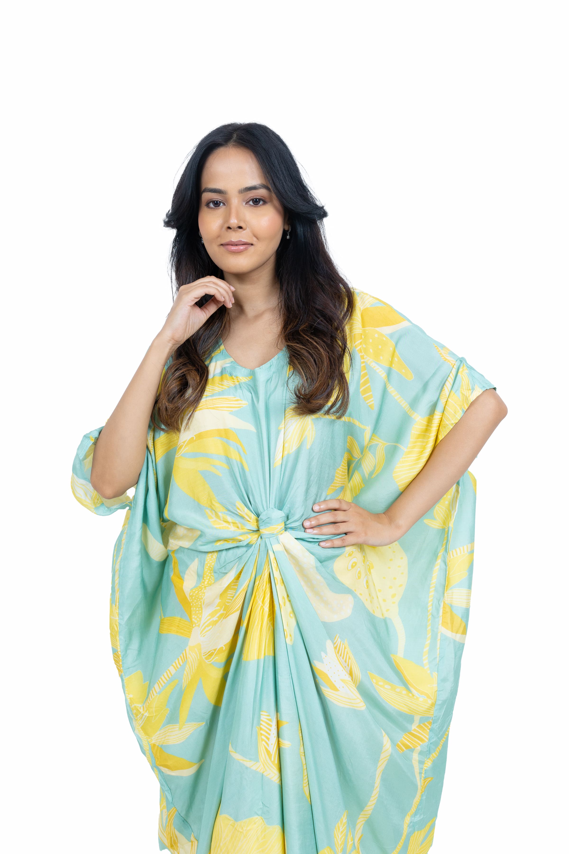 Muslin Printed Knot Kaftan