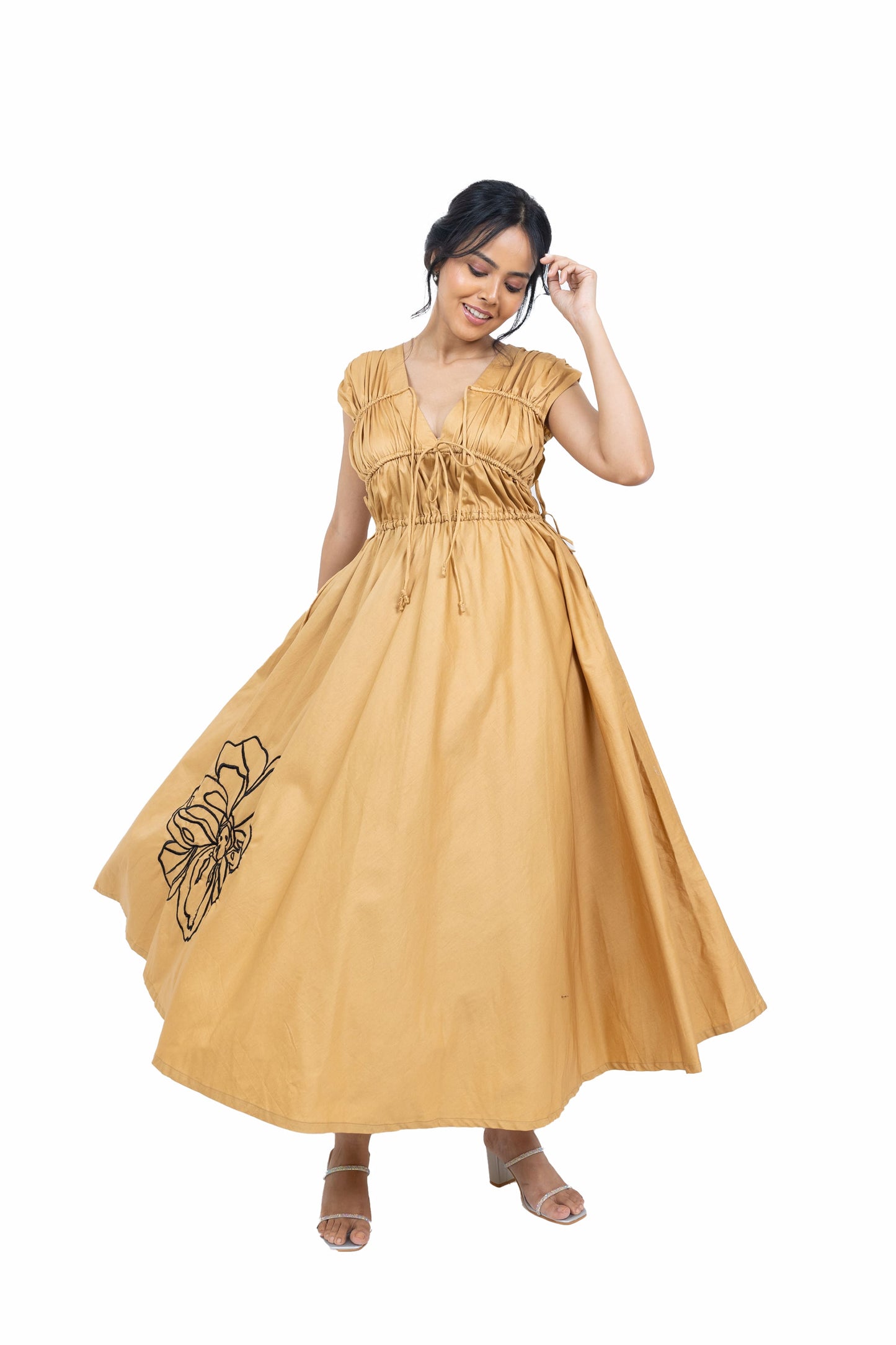 Long gathered dress