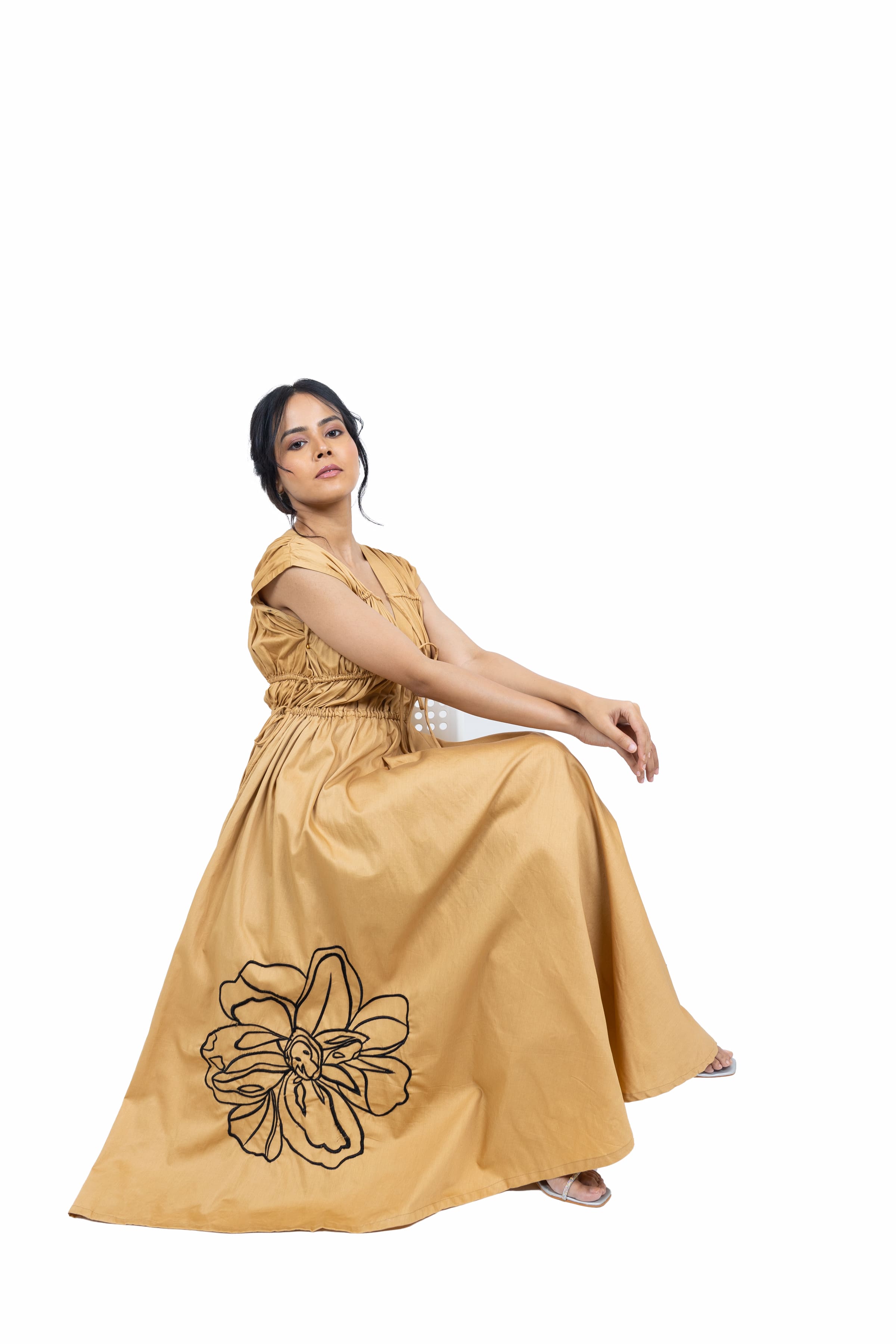 Long gathered dress