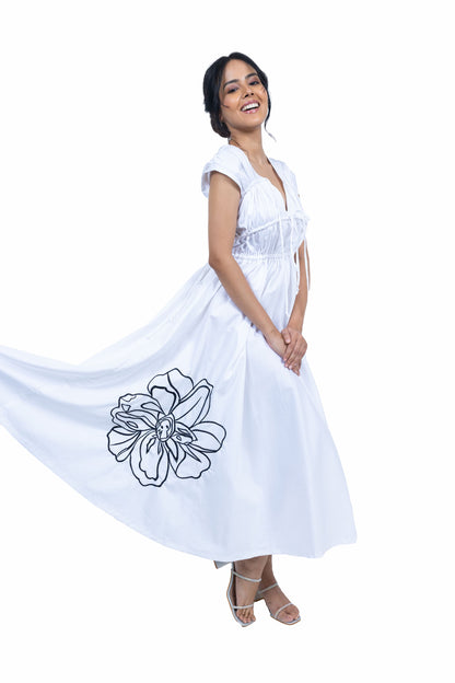 Long gathered dress