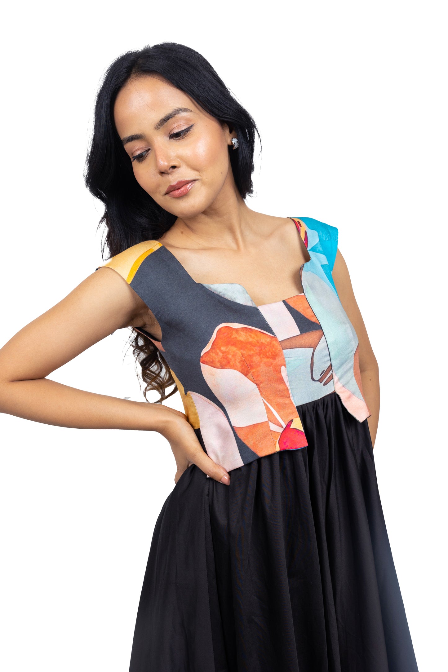 Black and Print Dress