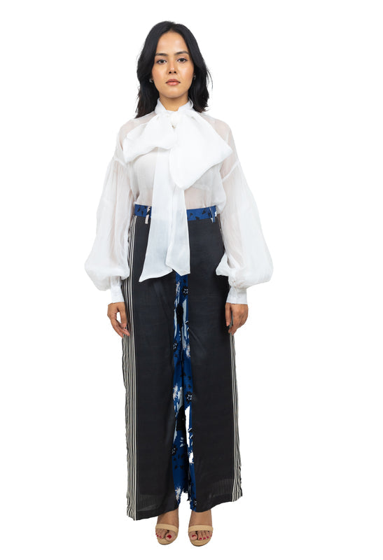 Panel Pant Set with Organza Shirt