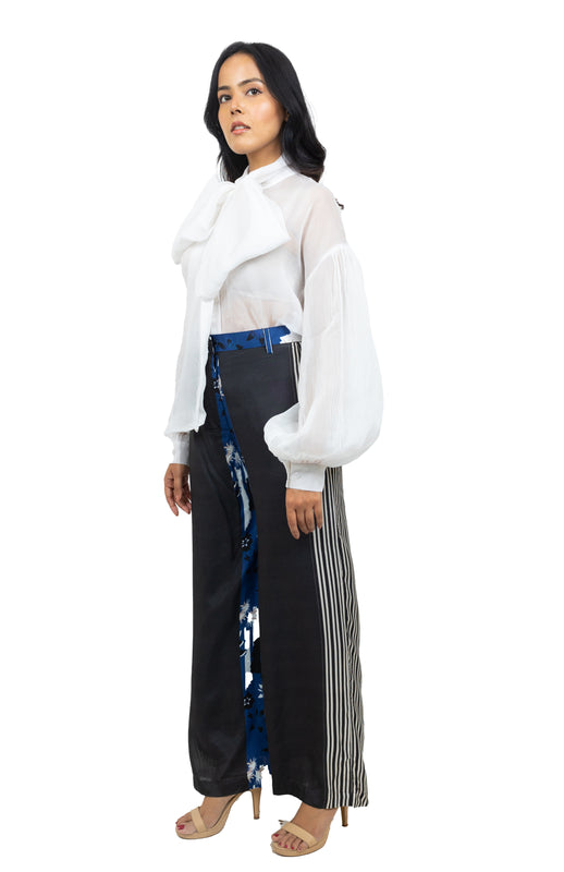 Panel Pant Set with Organza Shirt