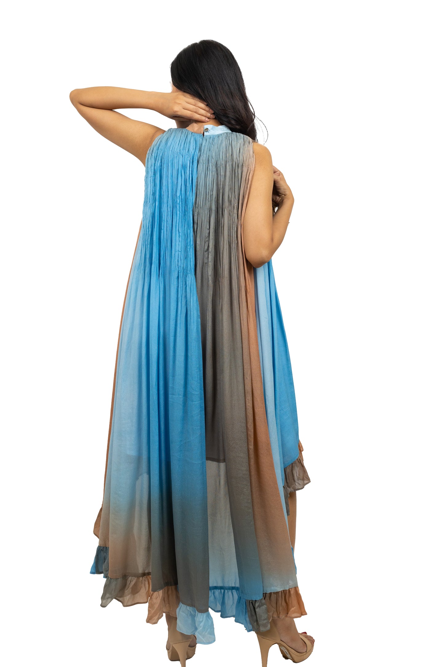 Shaded Asymmetric Frill Dress