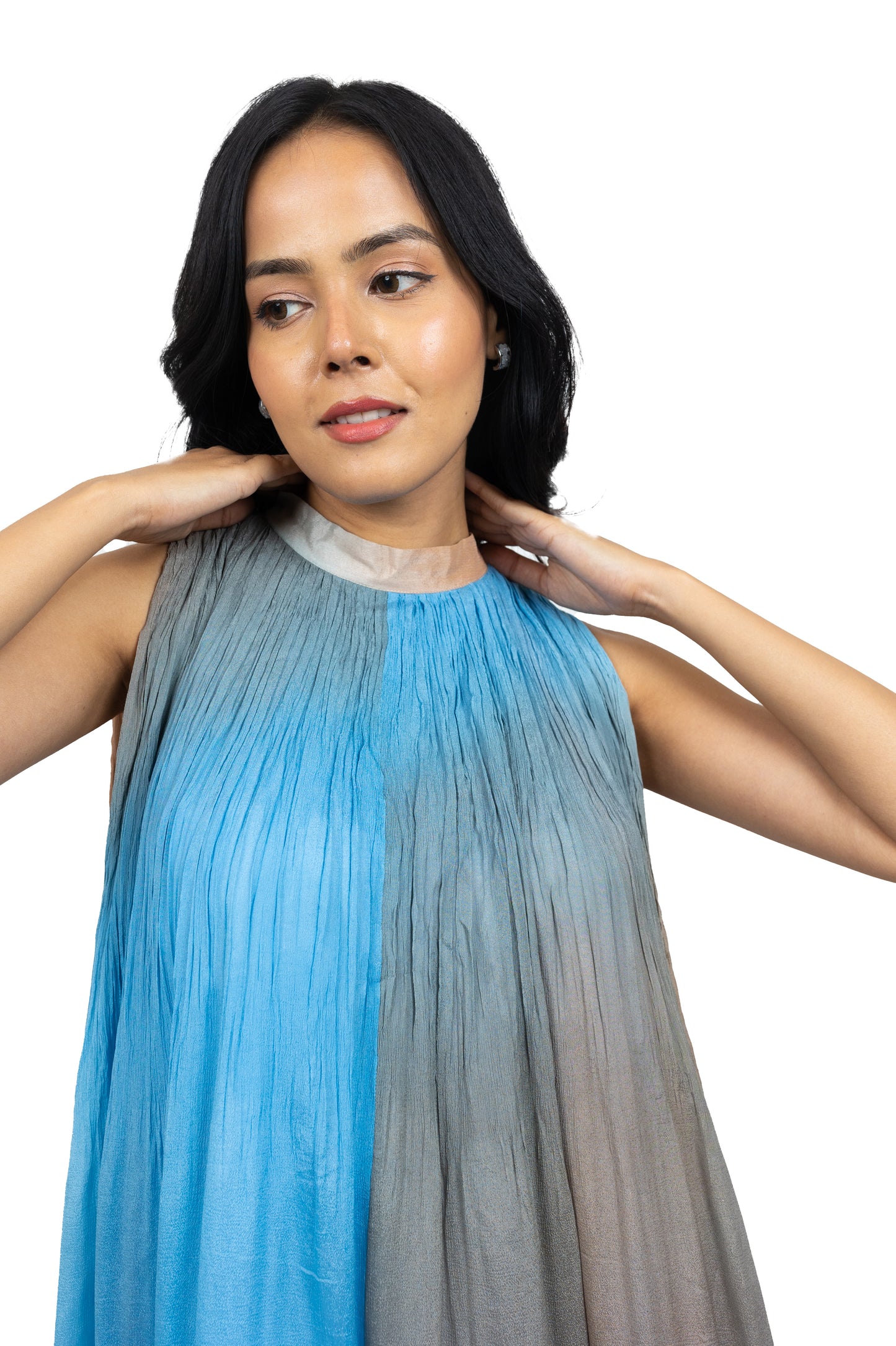 Shaded Asymmetric Frill Dress