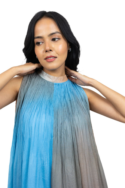 Shaded Asymmetric Frill Dress