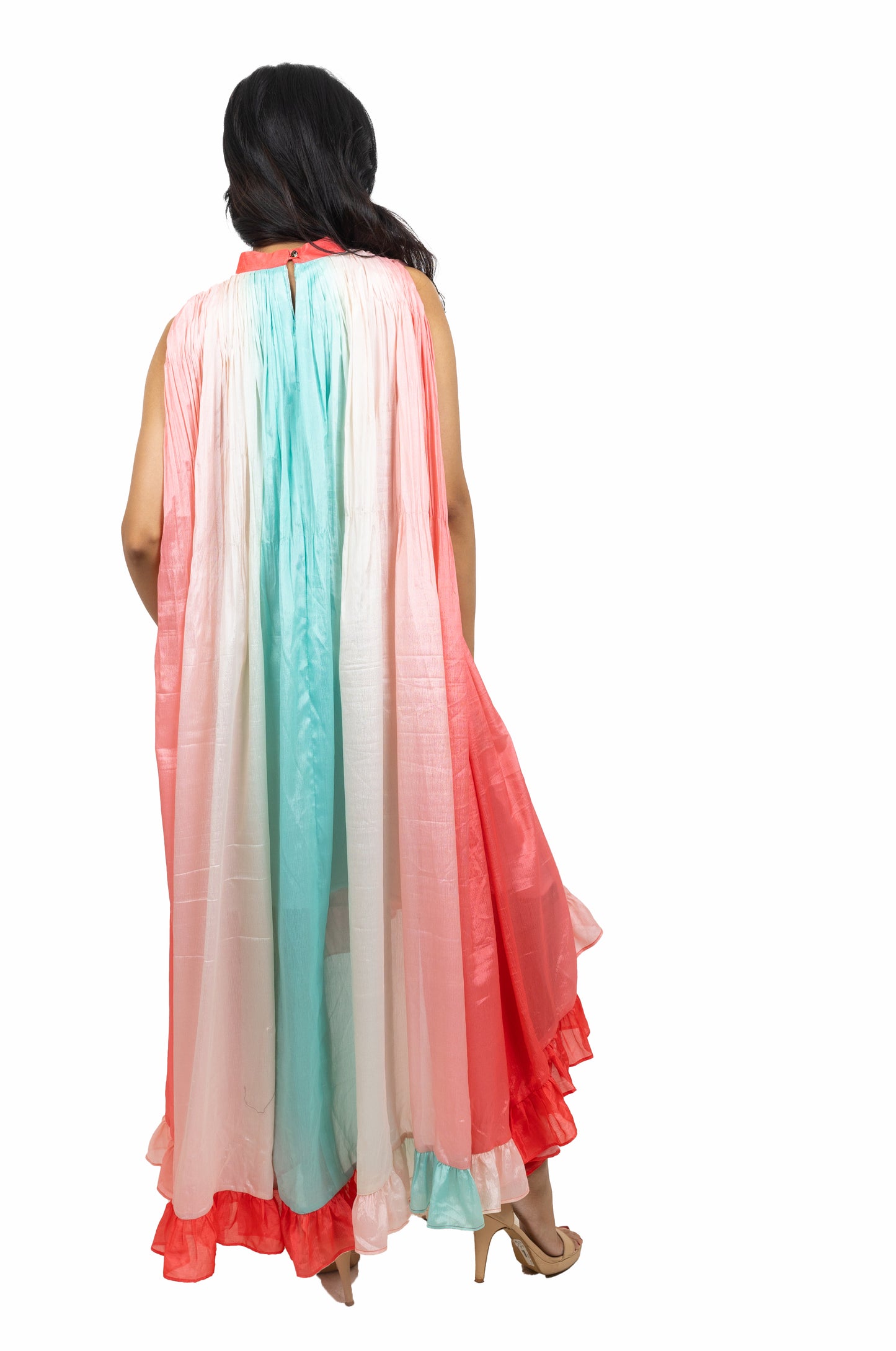 Shaded Asymmetric Frill Dress
