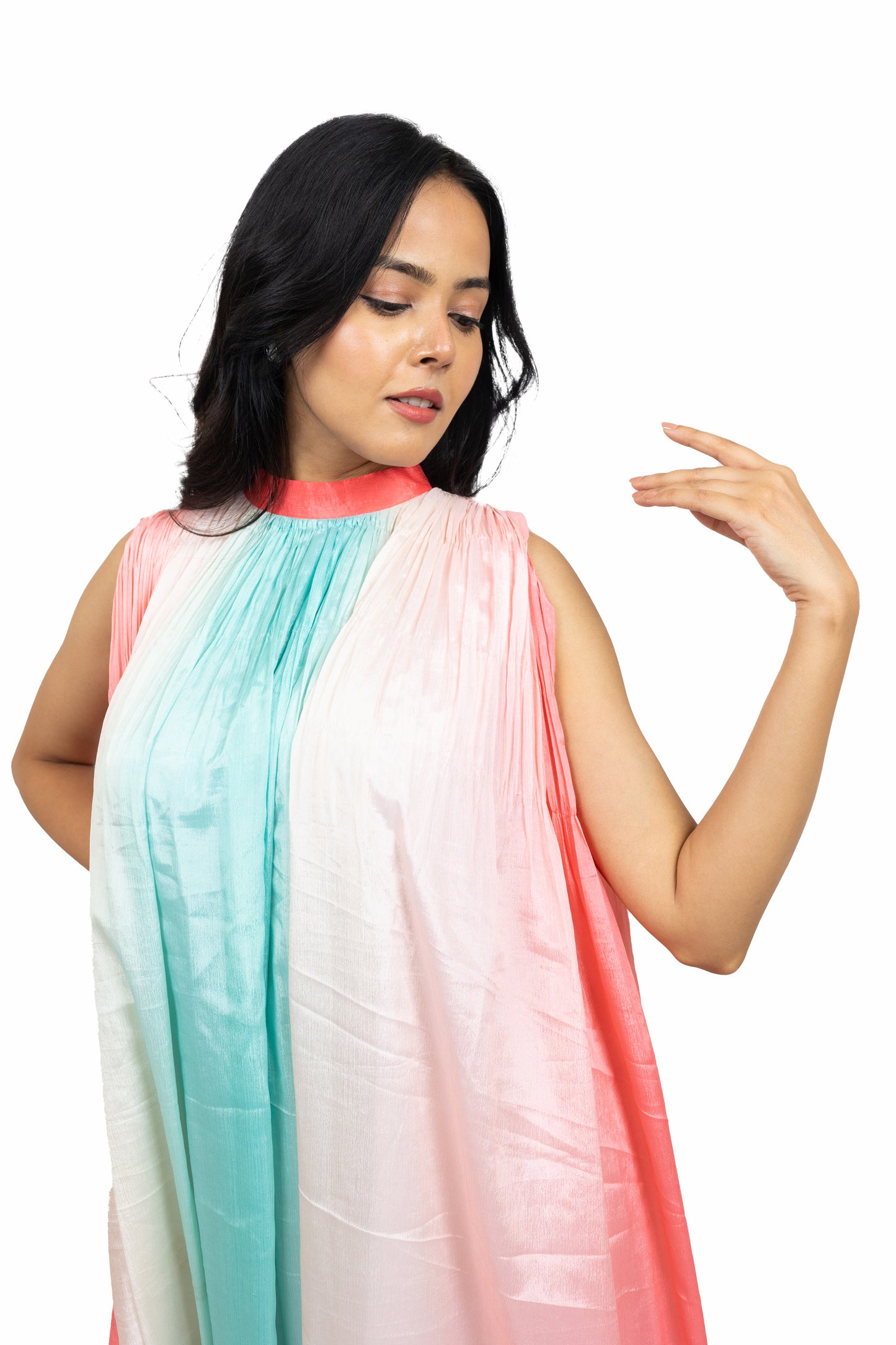 Shaded Asymmetric Frill Dress