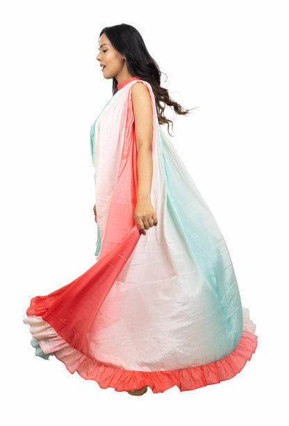Shaded Asymmetric Frill Dress