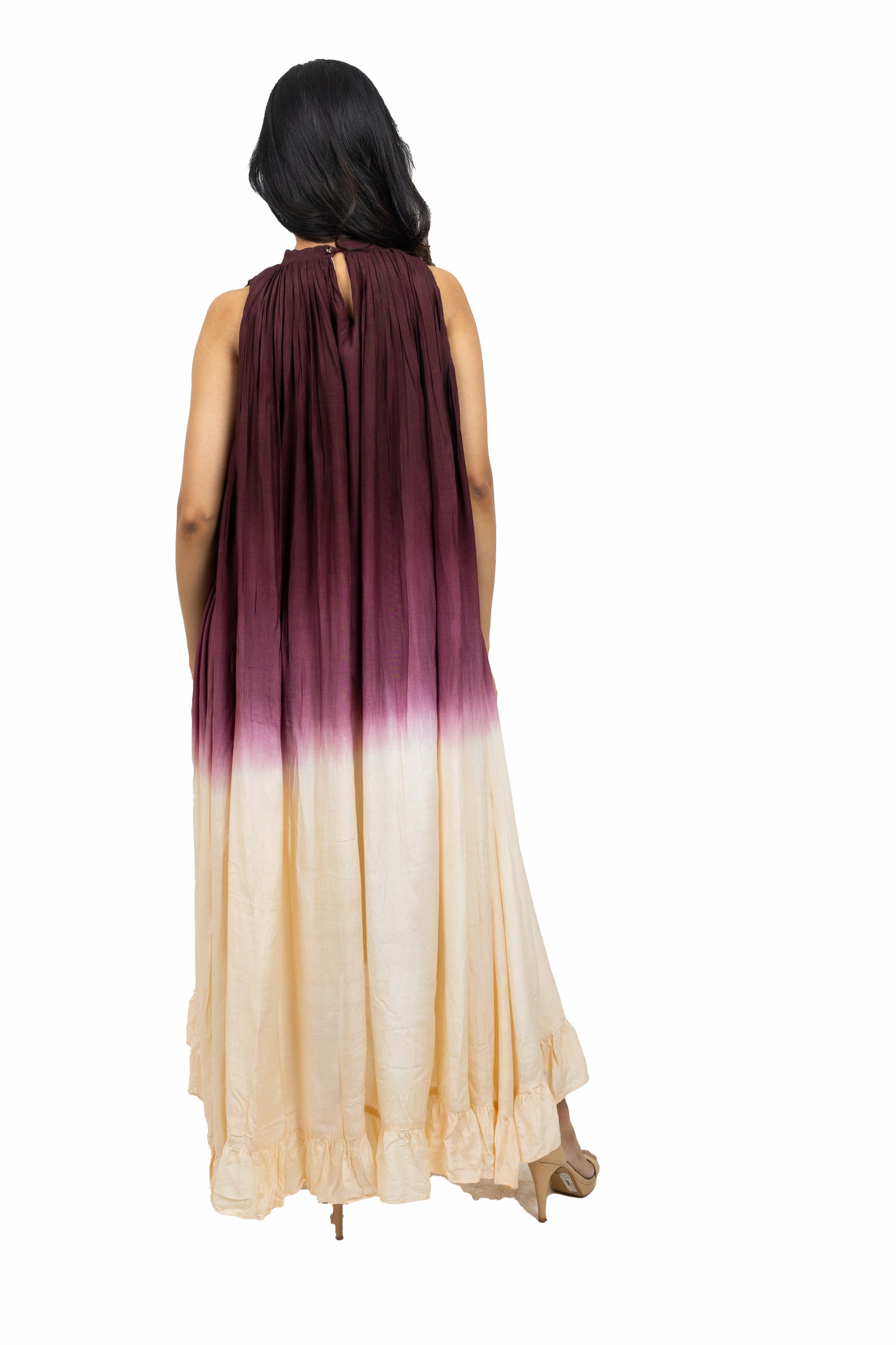 Shaded Asymmetric Frill Dress