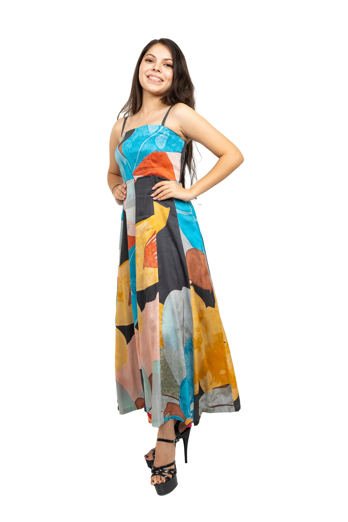 Panel spaghetti dress