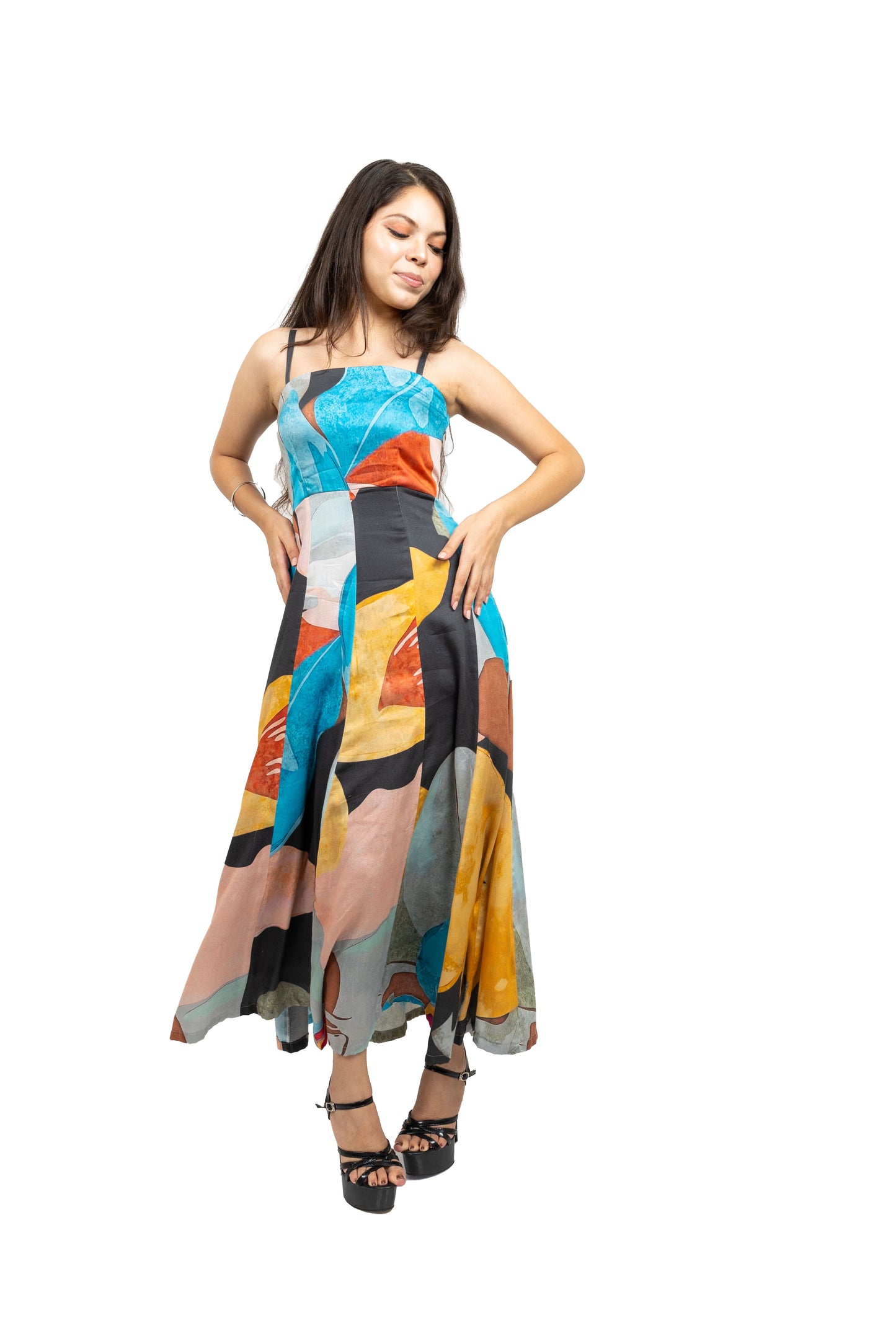 Panel spaghetti dress