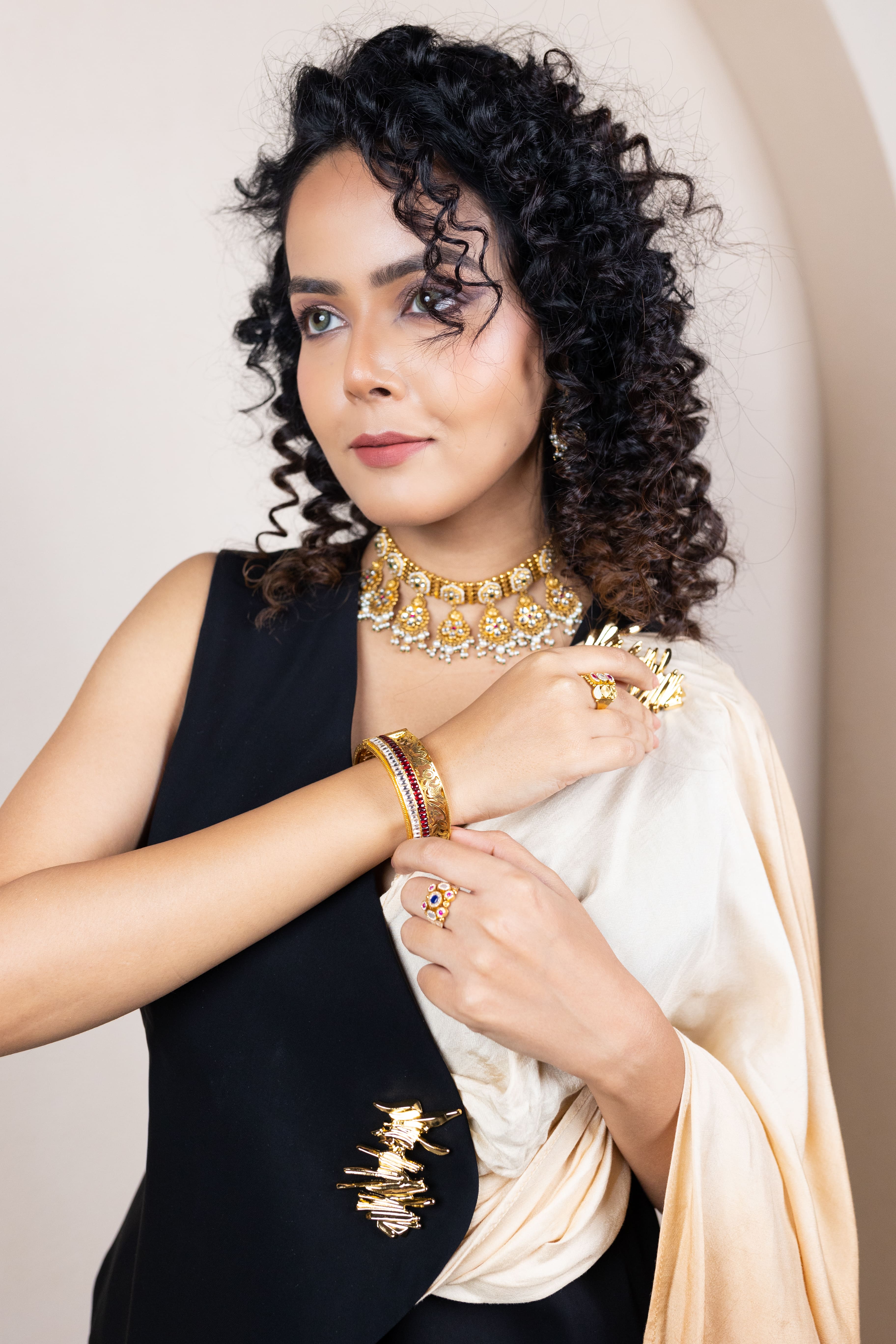 Colorblock Draped Ensemble