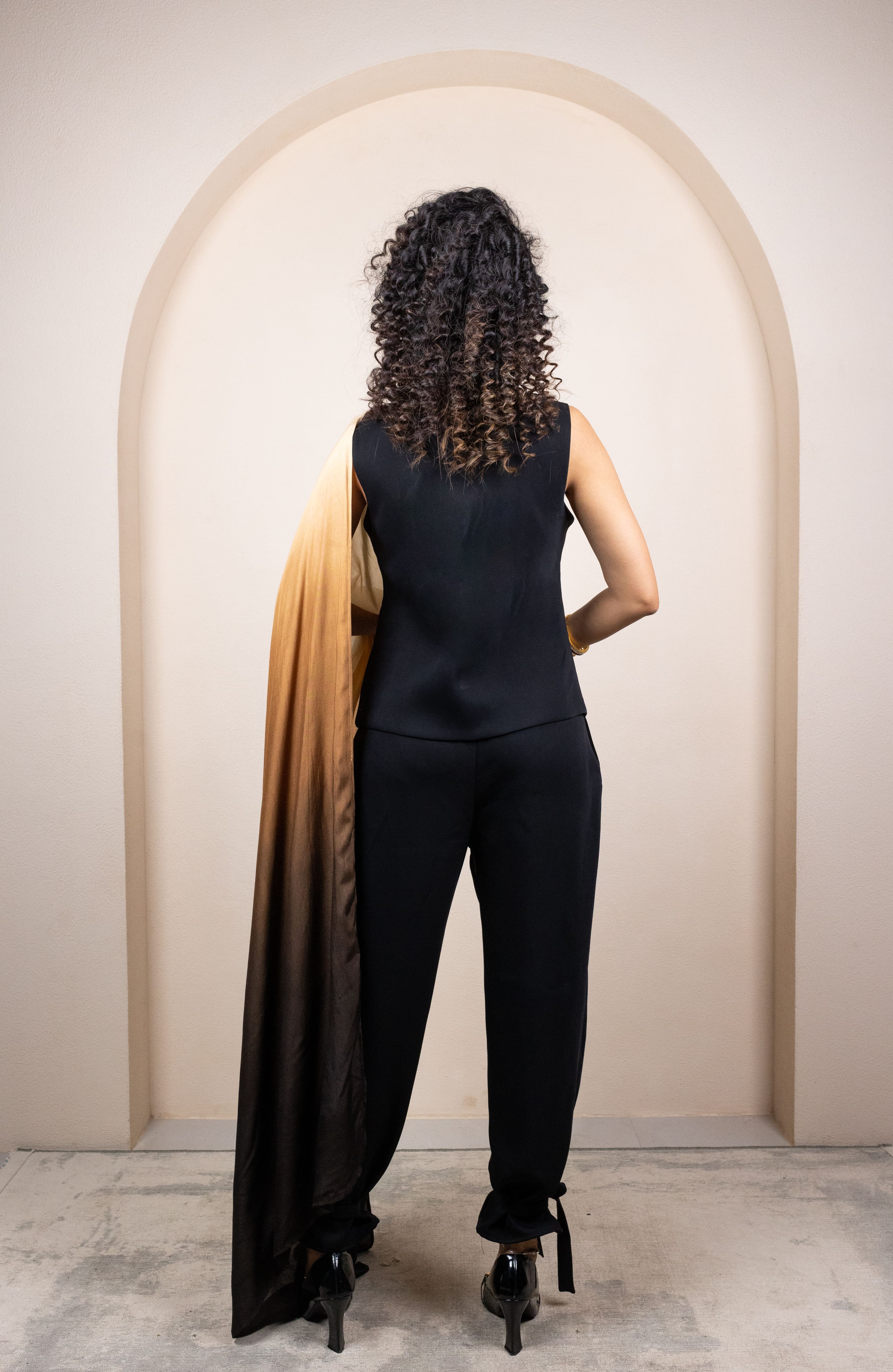 Colorblock Draped Ensemble