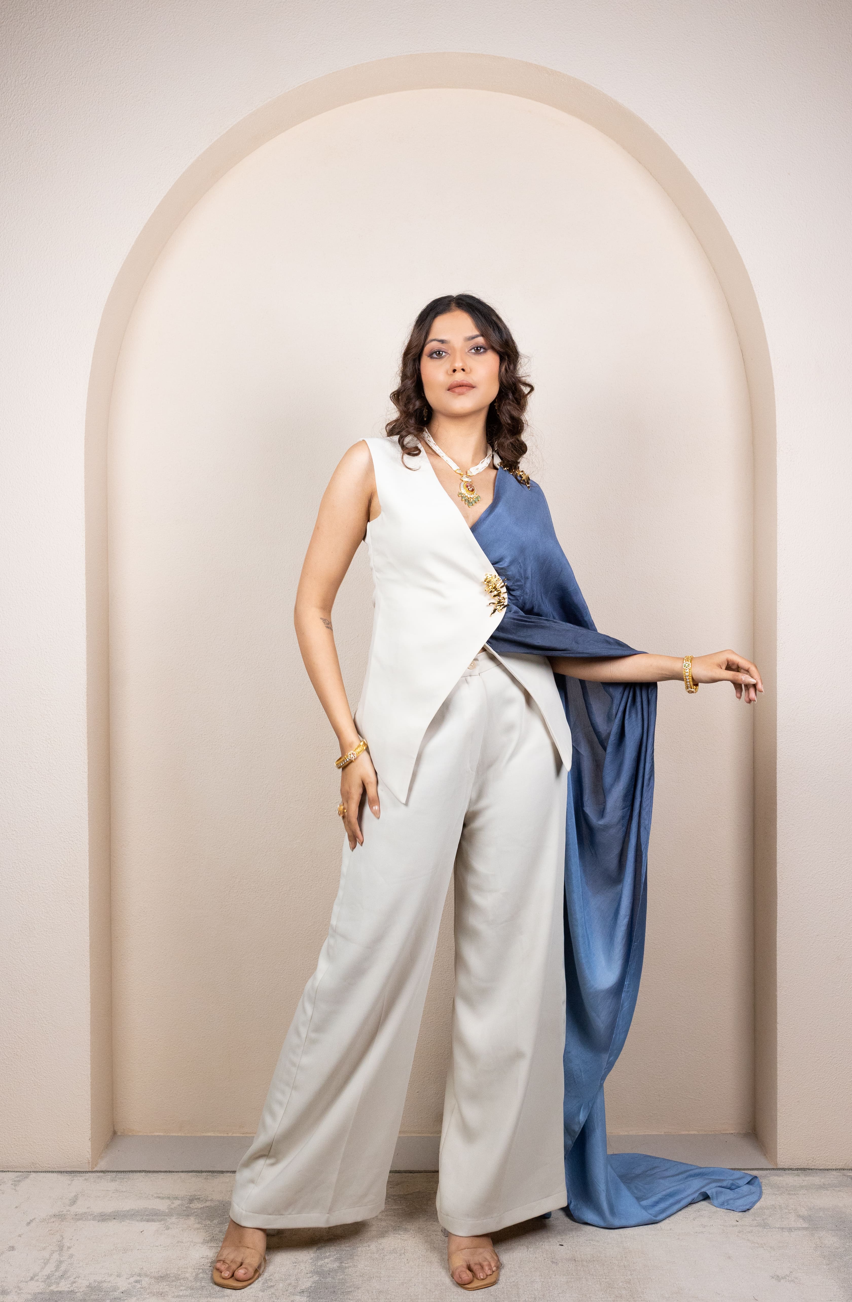 Colorblock Draped Ensemble