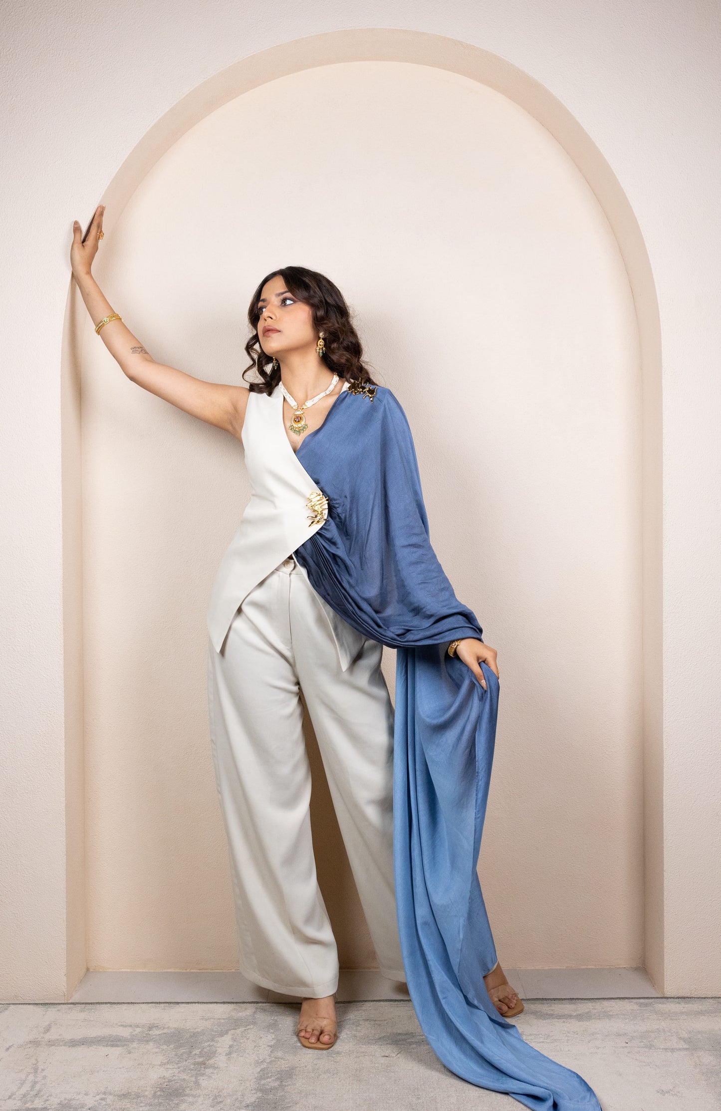 Colorblock Draped Ensemble