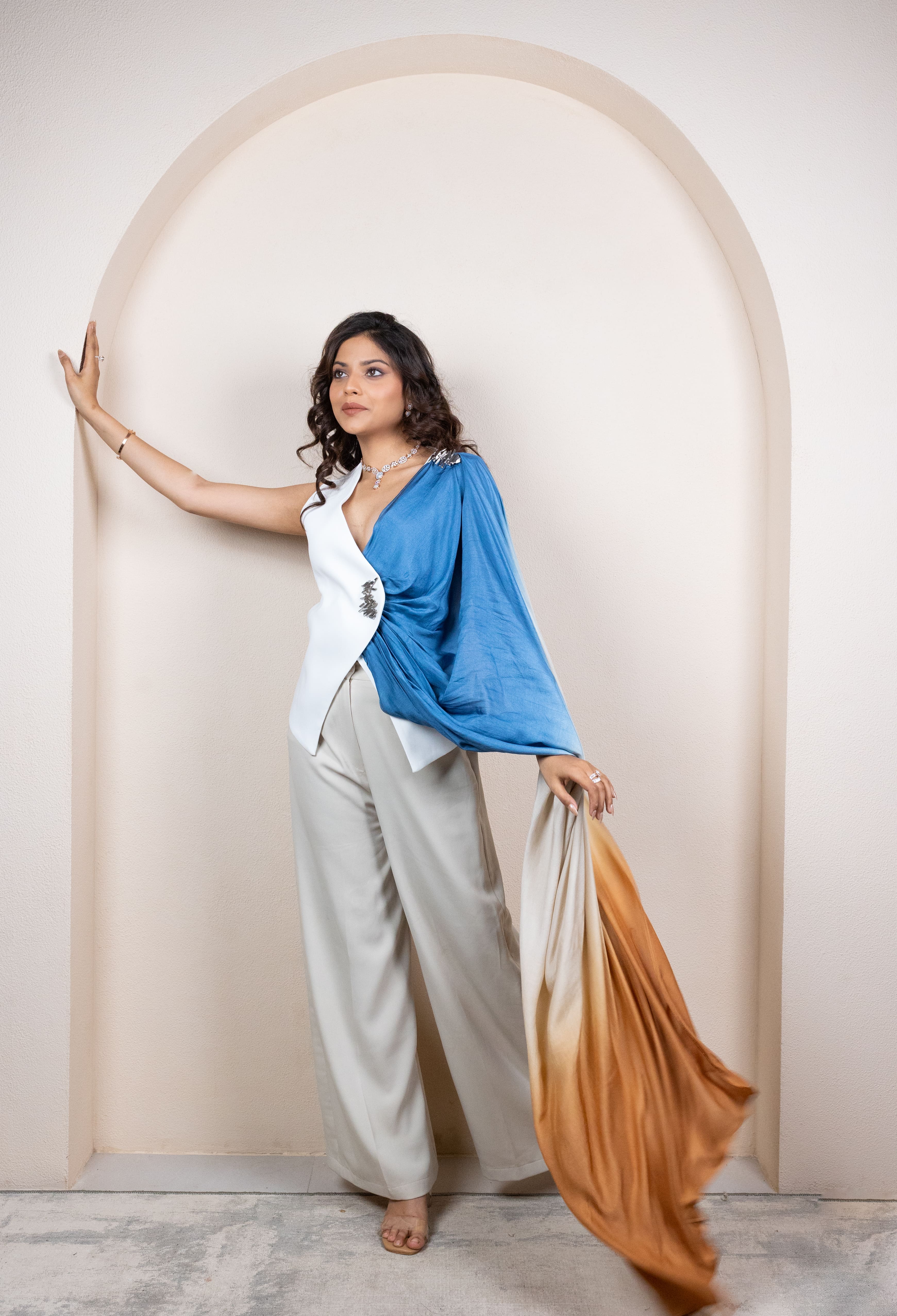 Colorblock Draped Ensemble
