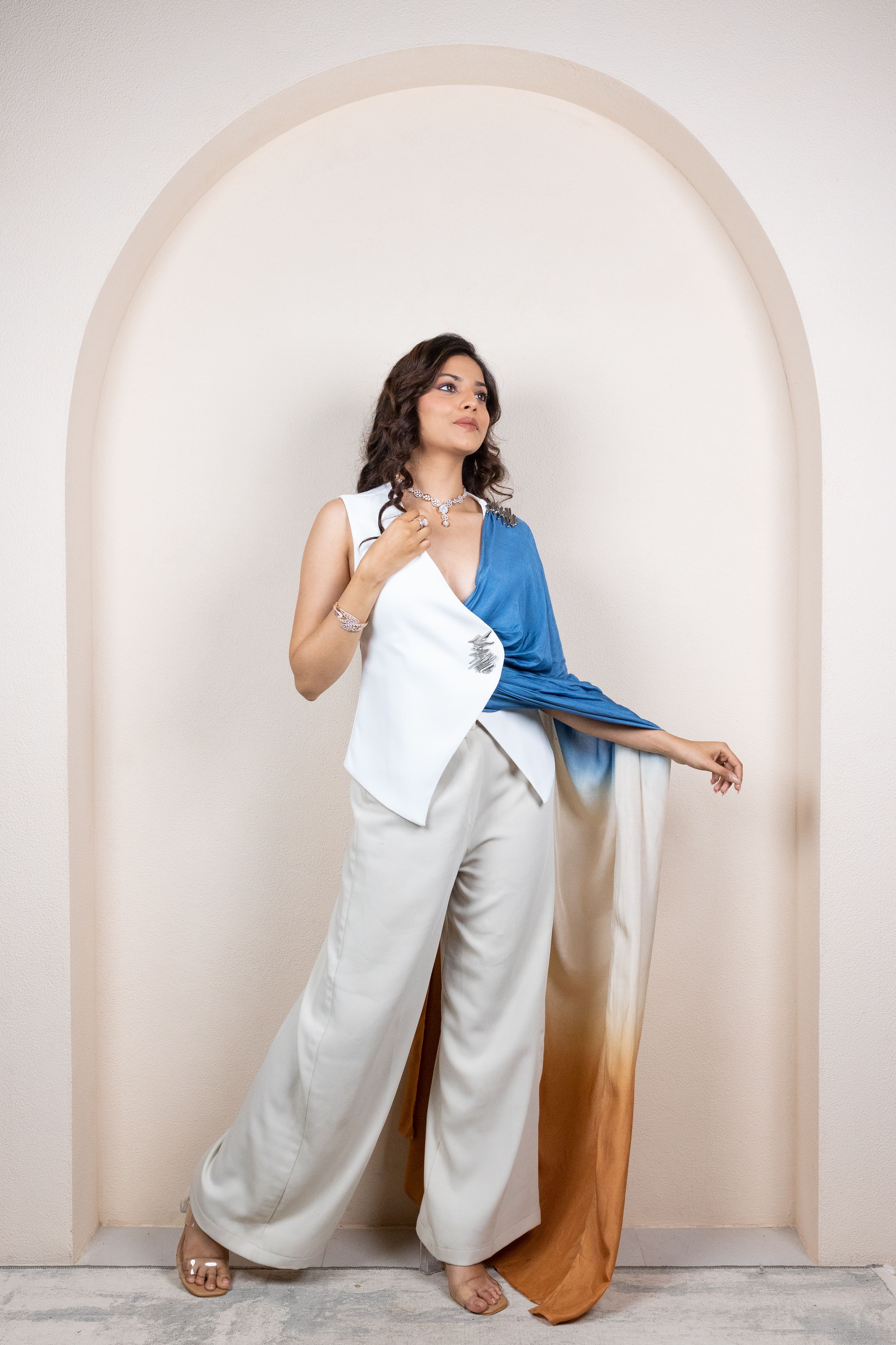 Colorblock Draped Ensemble
