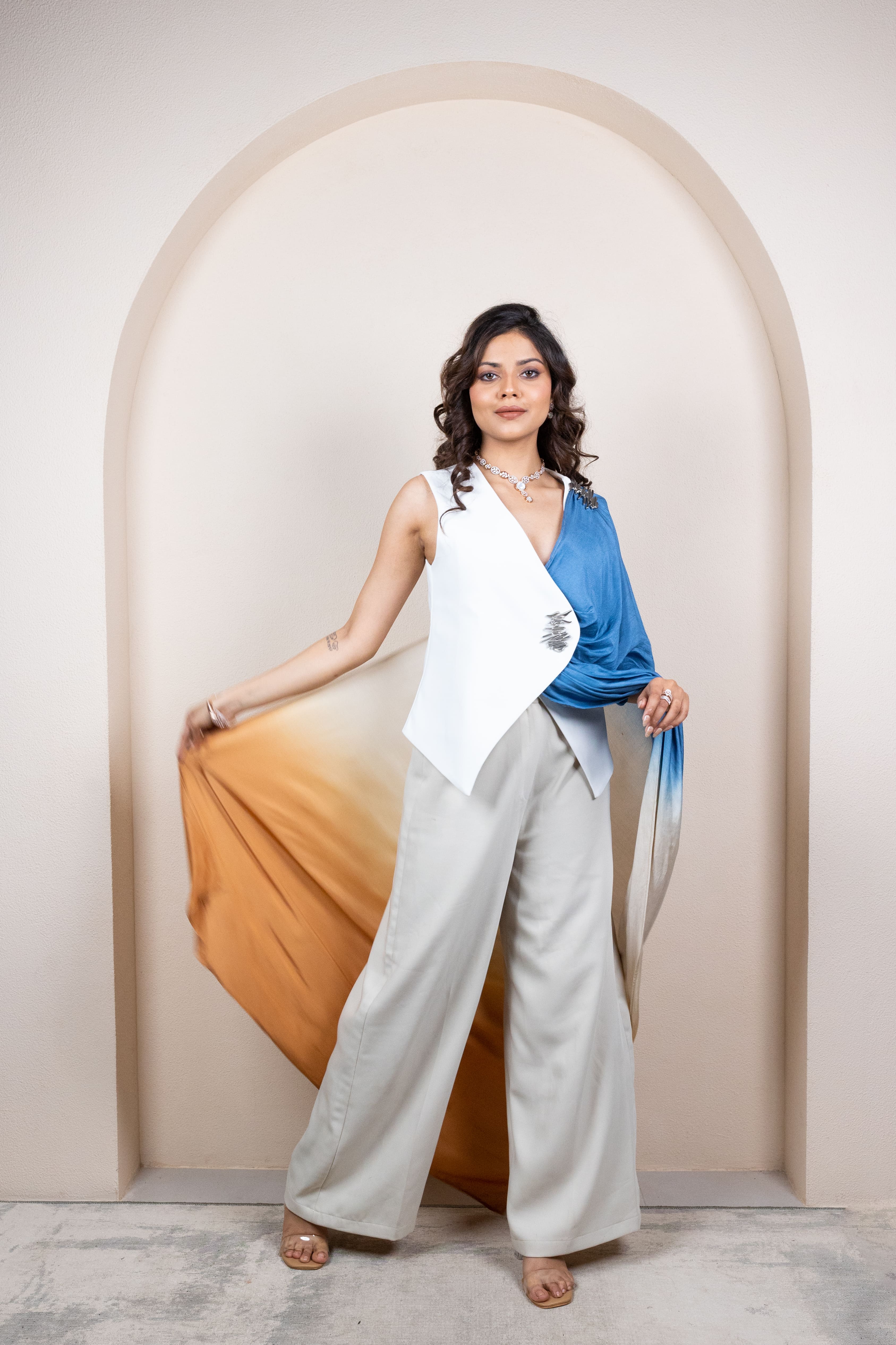 Colorblock Draped Ensemble