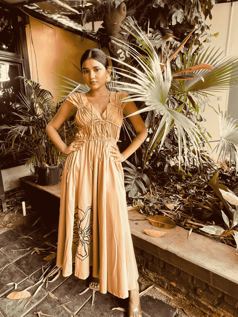 Long gathered dress
