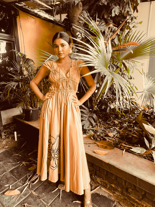 Long gathered dress