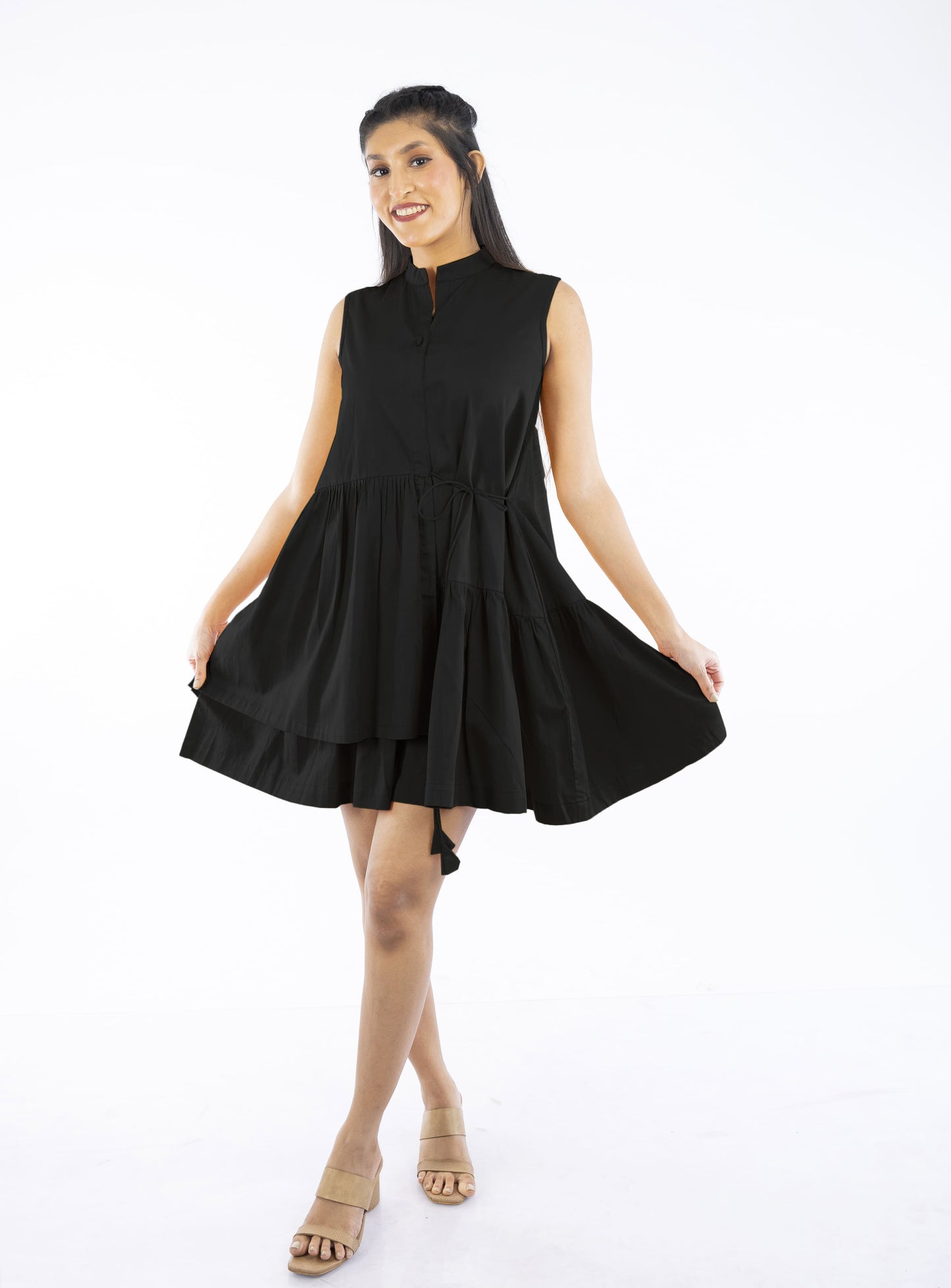Sleeveless Layer Gathered Dress