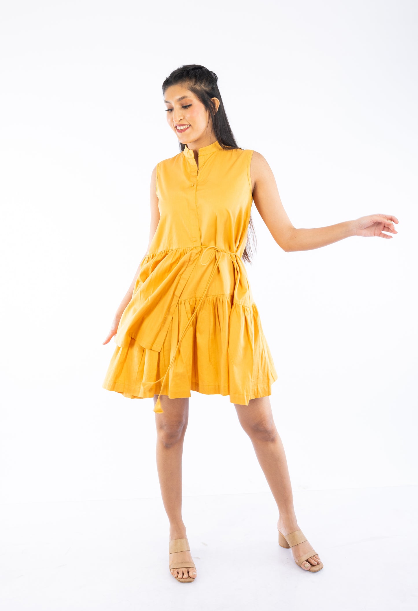 Sleeveless Layer Gathered Dress