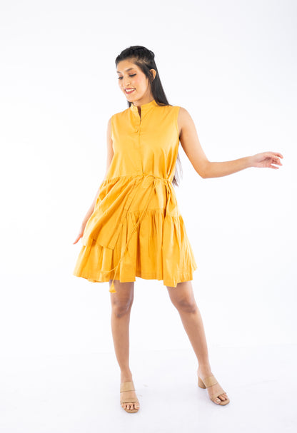 Sleeveless Layer Gathered Dress