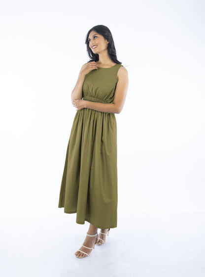 Sleeveless Gathered Dress