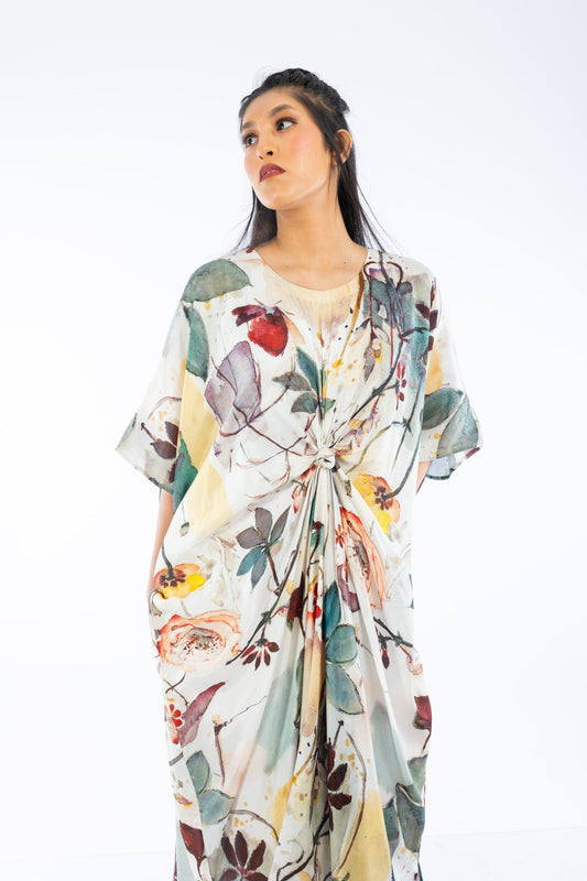 Muslin Printed Knot Kaftan